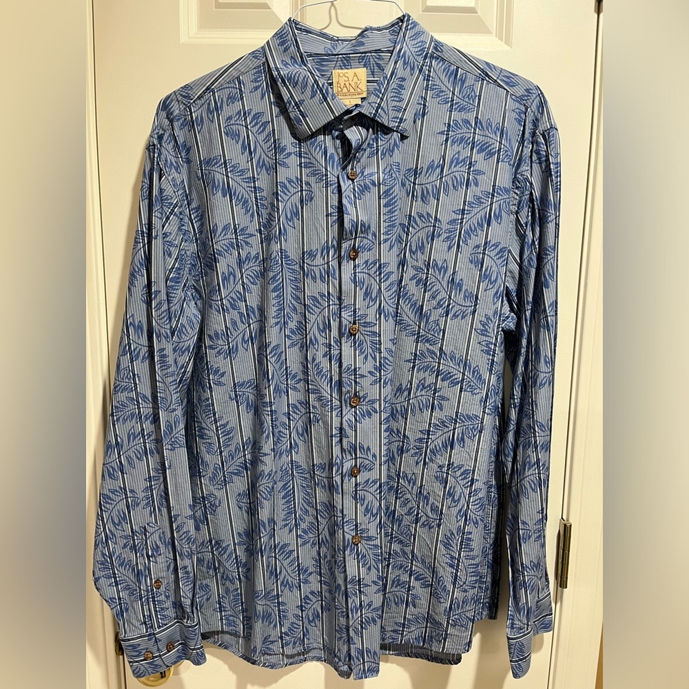 Jos. A. Bank Size L Blue Floral Shirt